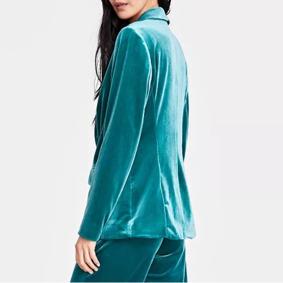 Women’s green/blue Velvet Blazer - Picture 9 of 9